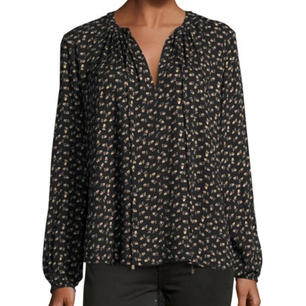 Wayf Floral Print Blouse with Split Neckline